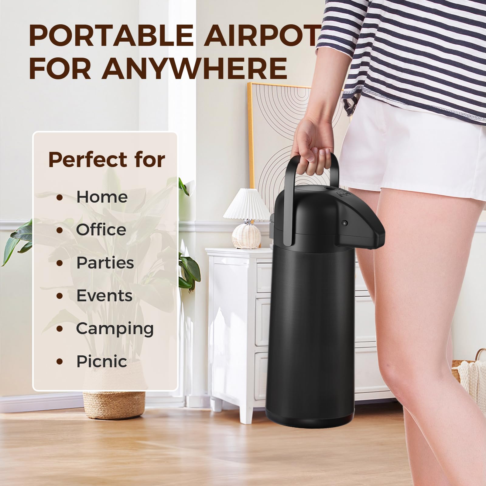 Coffee Carafe for Keeping Hot - Gezoss 102OZ / 3L Airpot Coffee Dispenser with