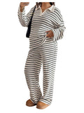 Verdusa Womens Maternity 2 Piece Set Striped Long Sleeve Top Pants Lounge Wear