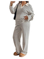 Verdusa Womens Maternity 2 Piece Set Striped Long Sleeve Top Pants Lounge Wear
