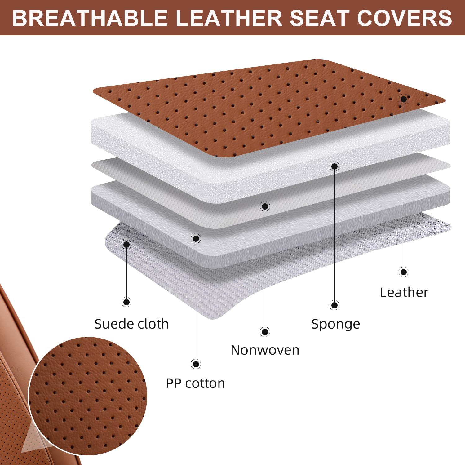 TIEHESYT Car Seat Covers Full Set, Breathable Leather Automotive Front and Rear