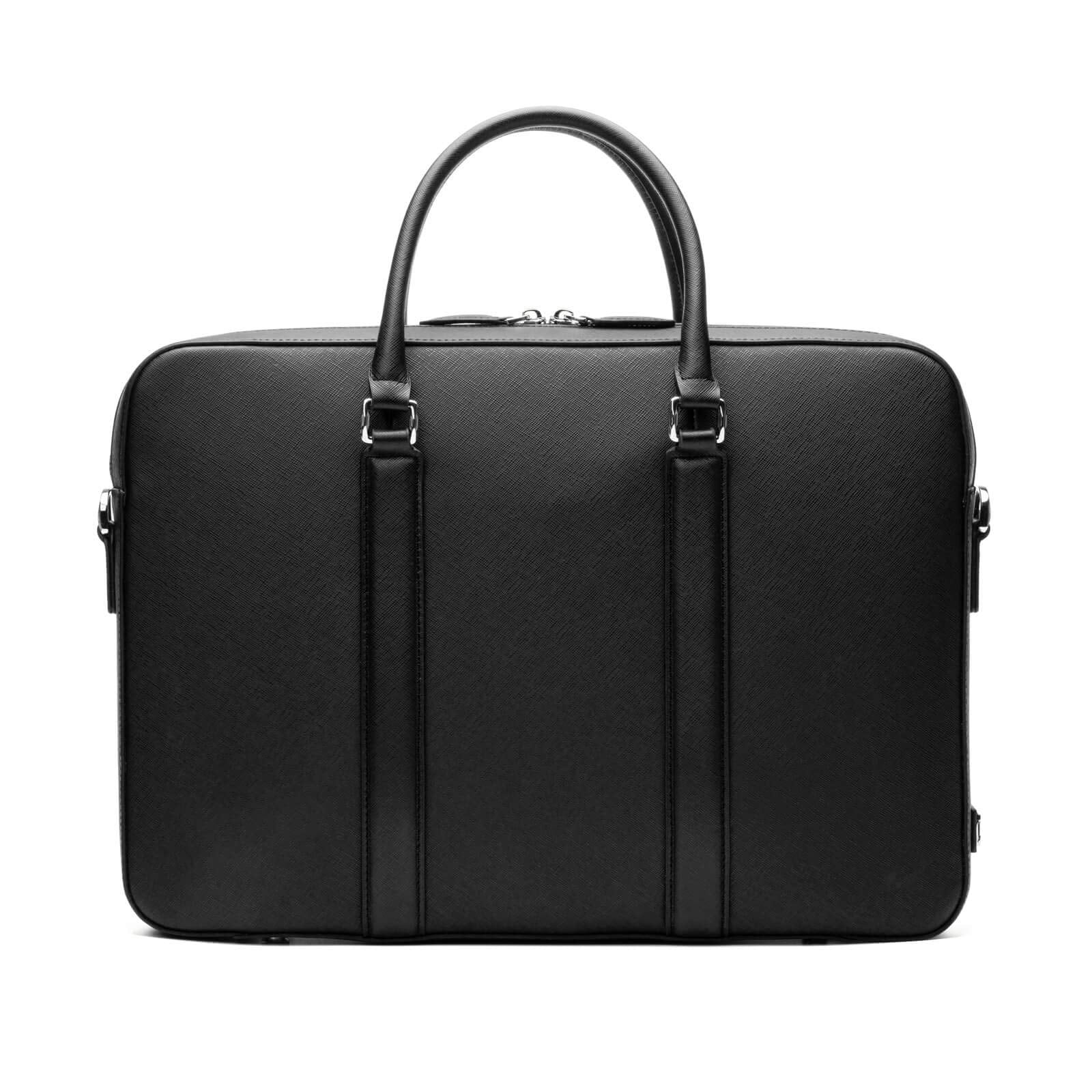 Manhattan Leather Briefcase Black & Racing Red Laptop Business Bag