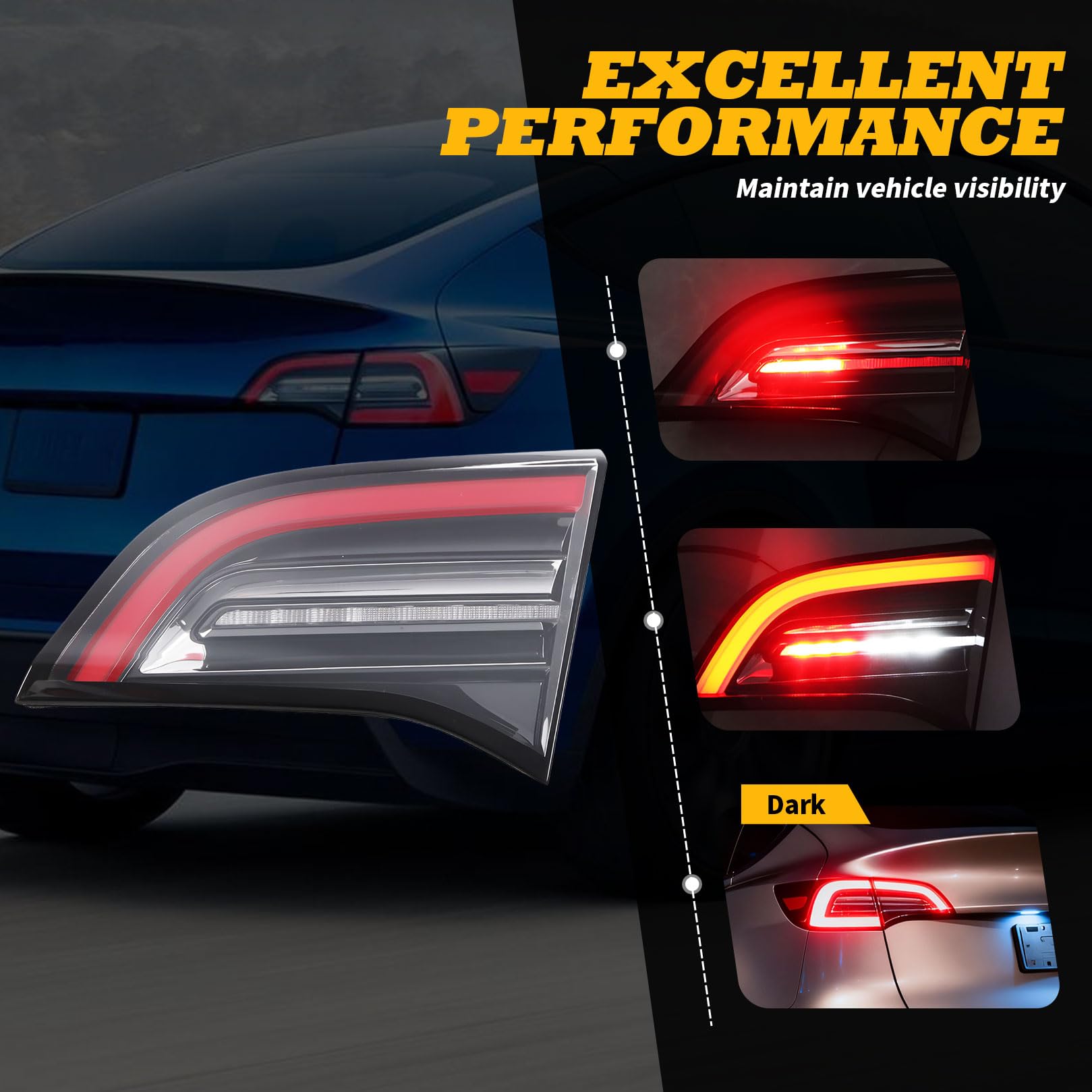 OPEN BOX Jecoupoon4 Pin Tail Light Model 3 Y 2021-2023 Right Inner Taillight