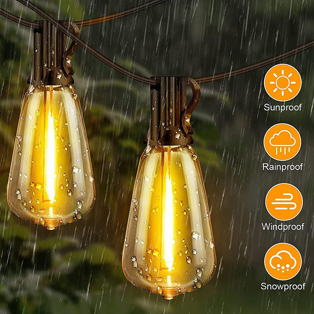 TAICORE Outdoor String Lights with ST38 Clear Globe Bulbs, Black Cord,