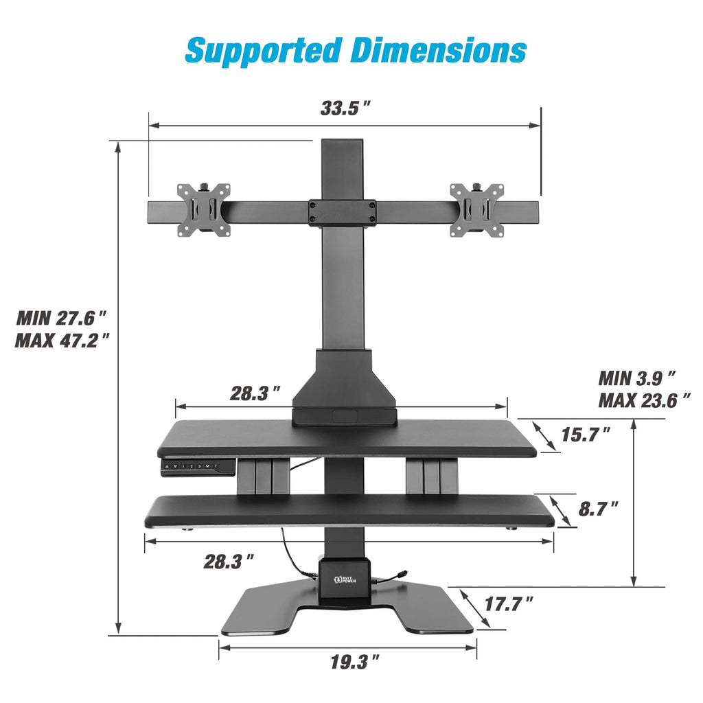 AVLT Electric Standing Desk Converter Triple 32" Monitor Sit Stand Riser