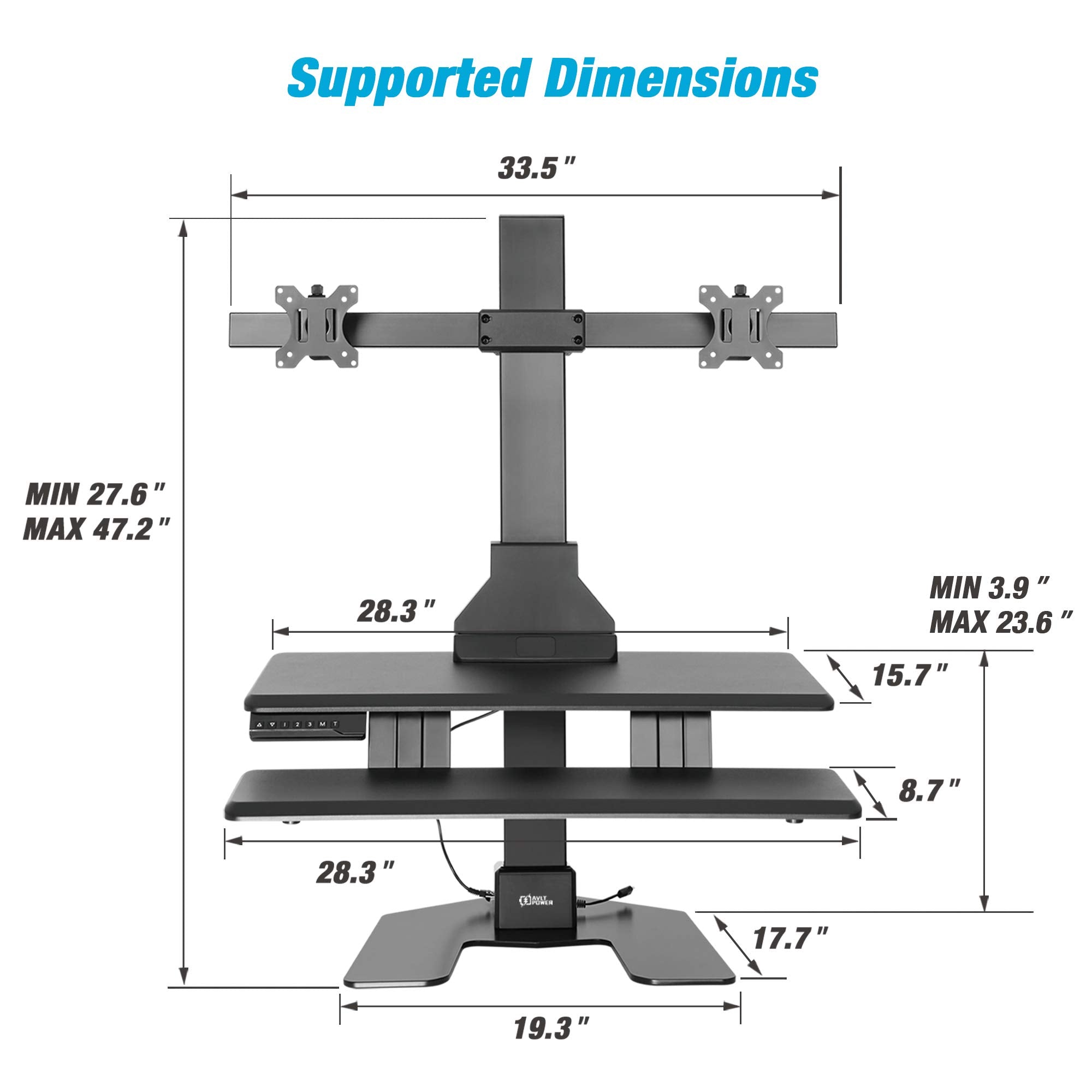 AVLT Electric Standing Desk Converter Triple 32" Monitor Sit Stand Riser