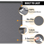 TigeJoy 28" x 19" Under Sink Mats for Kitchen Waterproof, Leak-Proof Silicone