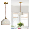 Fulesi White Ceramic Pendant Light Elegance Nordic Hanging Lamp Brass Finish