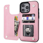 ONETOP Compatible with iPhone 16 Pro Max Wallet Case with Card Holder, PU Leather Kickstand Card Slots Case, Double Magnetic Clasp and Durable Shockproof Cover 6.9 Inch (Pink)