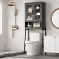 Over The Toilet Storage Cabinet with Tempered Glass Doors & Adjustable Shelf,
