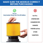 2 Pack Replacement Filter Compatible with Vacmaster Shop Vac 5 to 20 Gallon, Vac