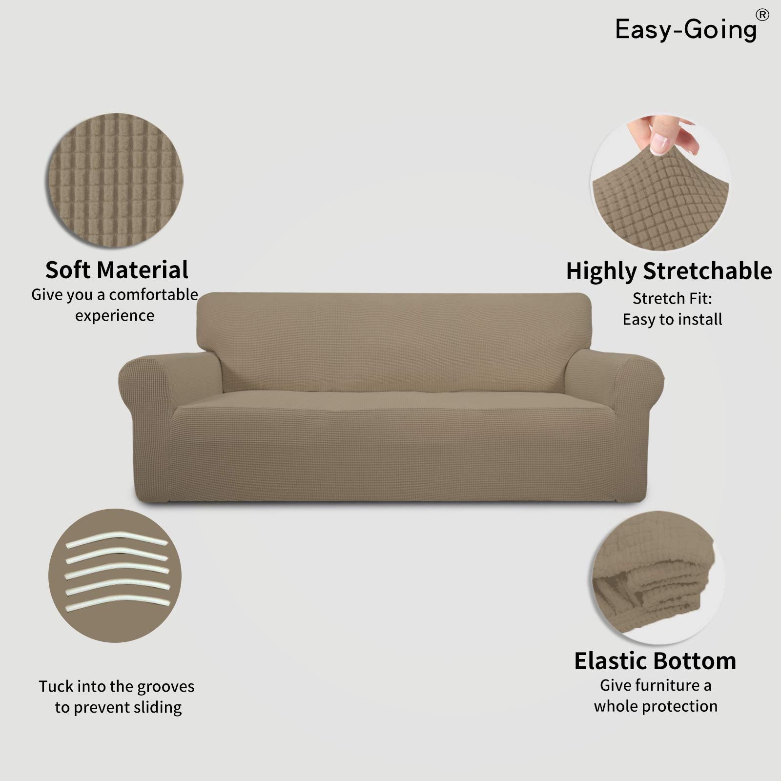 Stretch Sofa Slipcover 1 Piece Couch Cover Protector Jacquard Small Check
