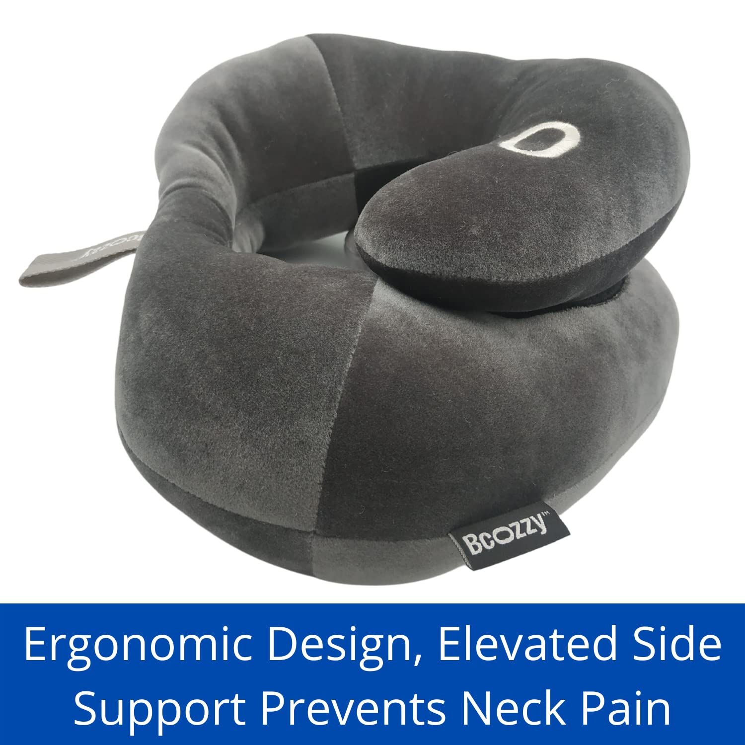 BCOZZY Neck Pillow Support Brace Pain Relief Adjustable Washable Large Gray
