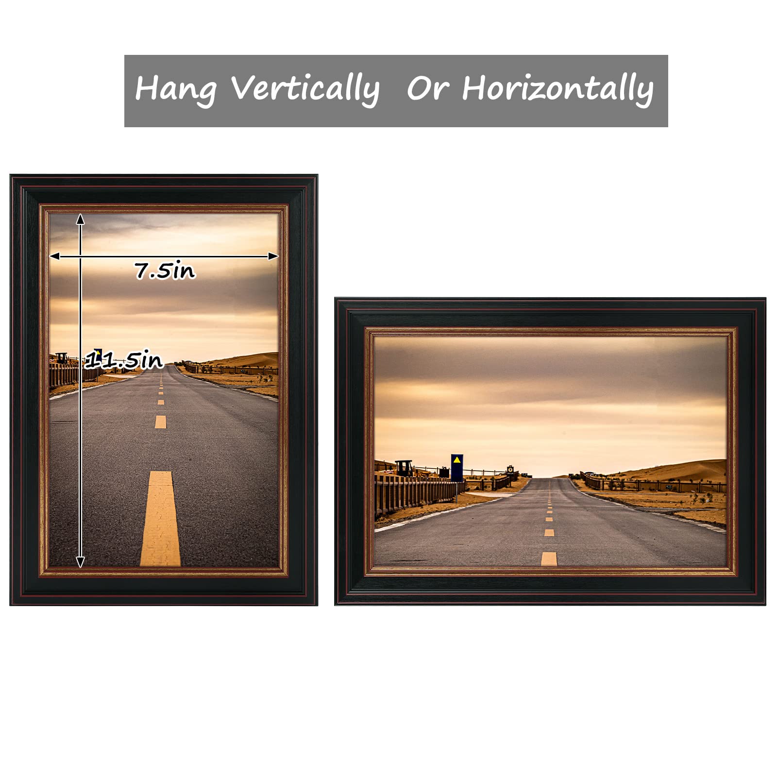 Golden State Art, 8x12 Inch Poster Frame Black with Burgundy and Gold Trim,