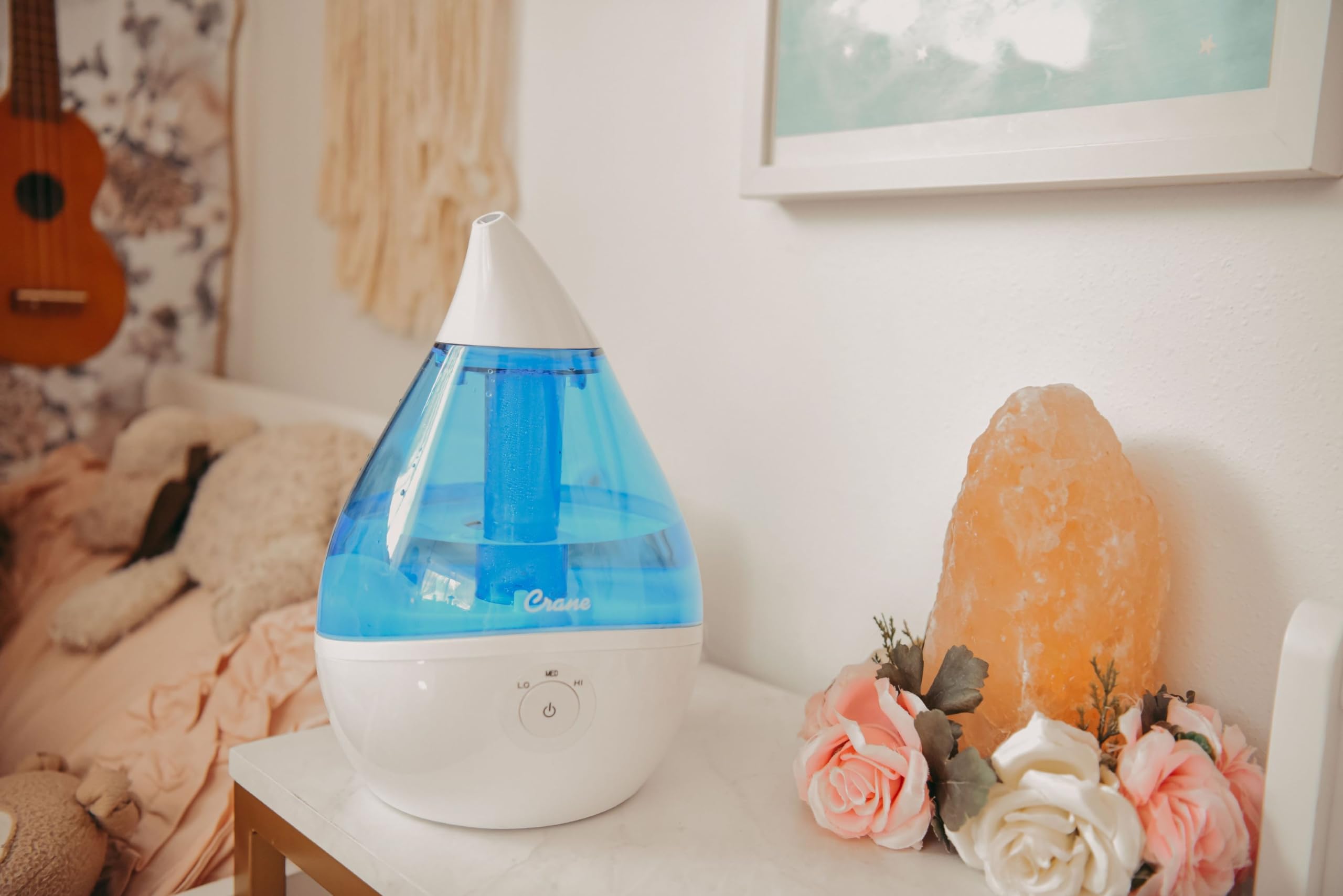 Crane Droplet Ultrasonic Small Air Humidifiers for Bedroom and Office, 0.5