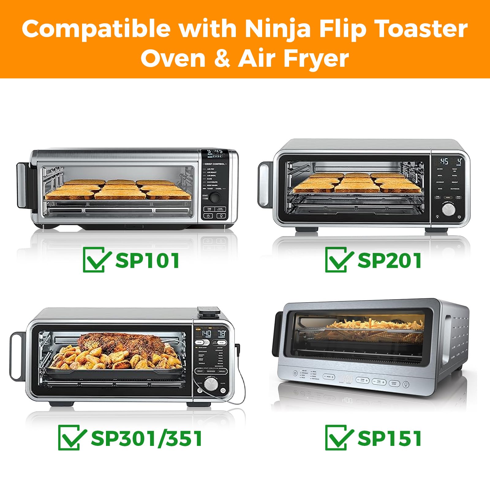 BRIKINTE 4 Pack Air Fryer Liners for Ninja Flip Toaster Oven & Air Fryer,