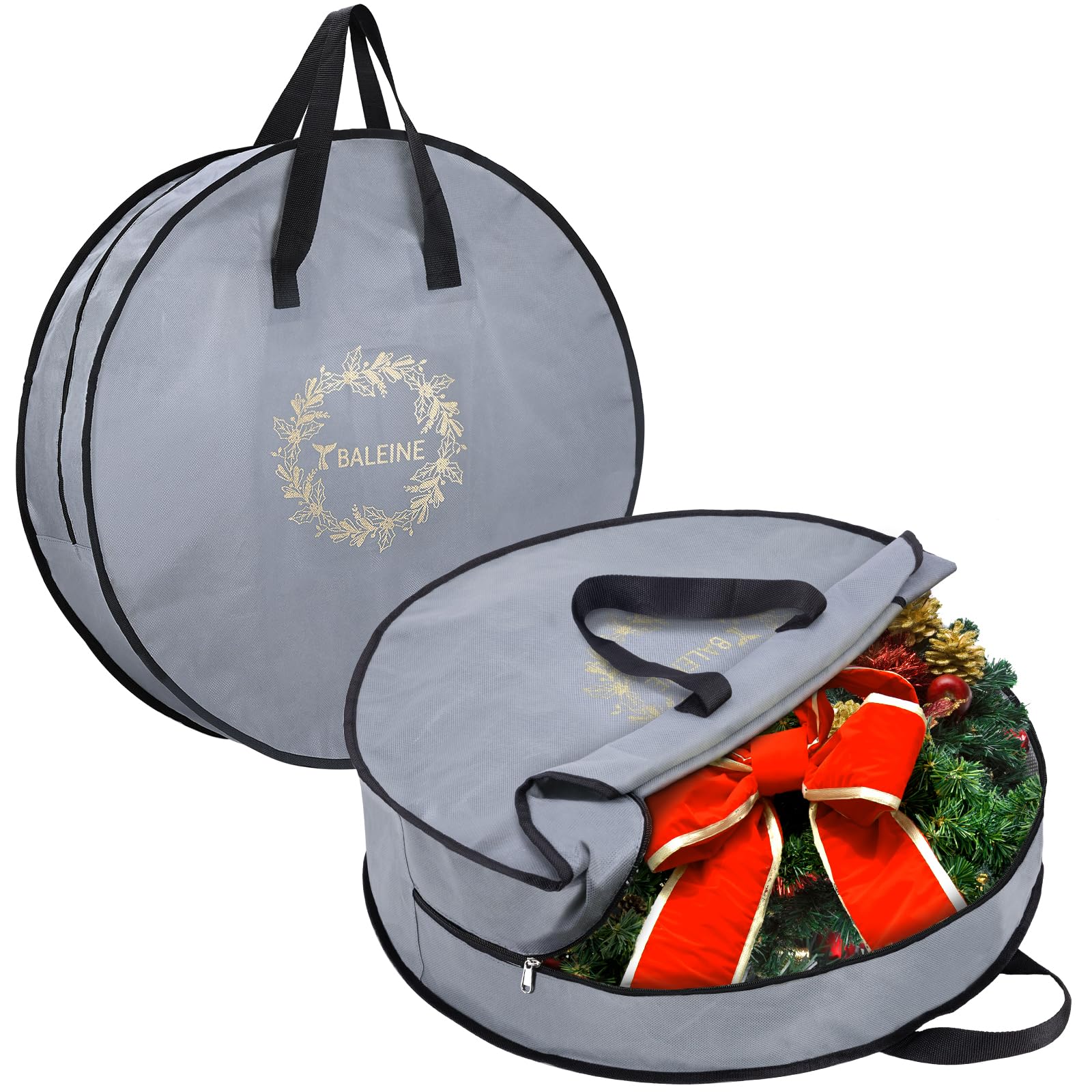 BALEINE 2 Pack Christmas Wreath Storage Bags 30x8 Reinforced with Handles