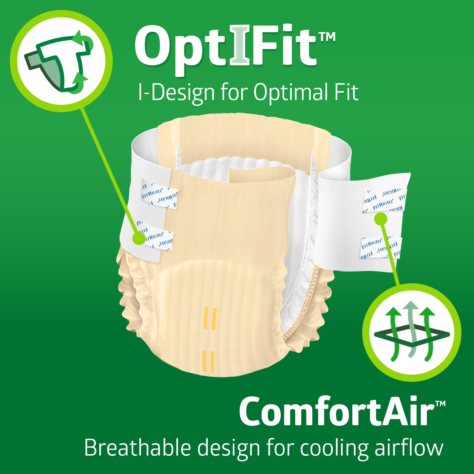60 count FitRight Extra+ Adult Diapers, Disposable Incontinence Briefs,