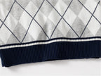 Baby Boys Toddler V-Neck Uniform Knit Plaid Thicken Students Sweater Vest Tank