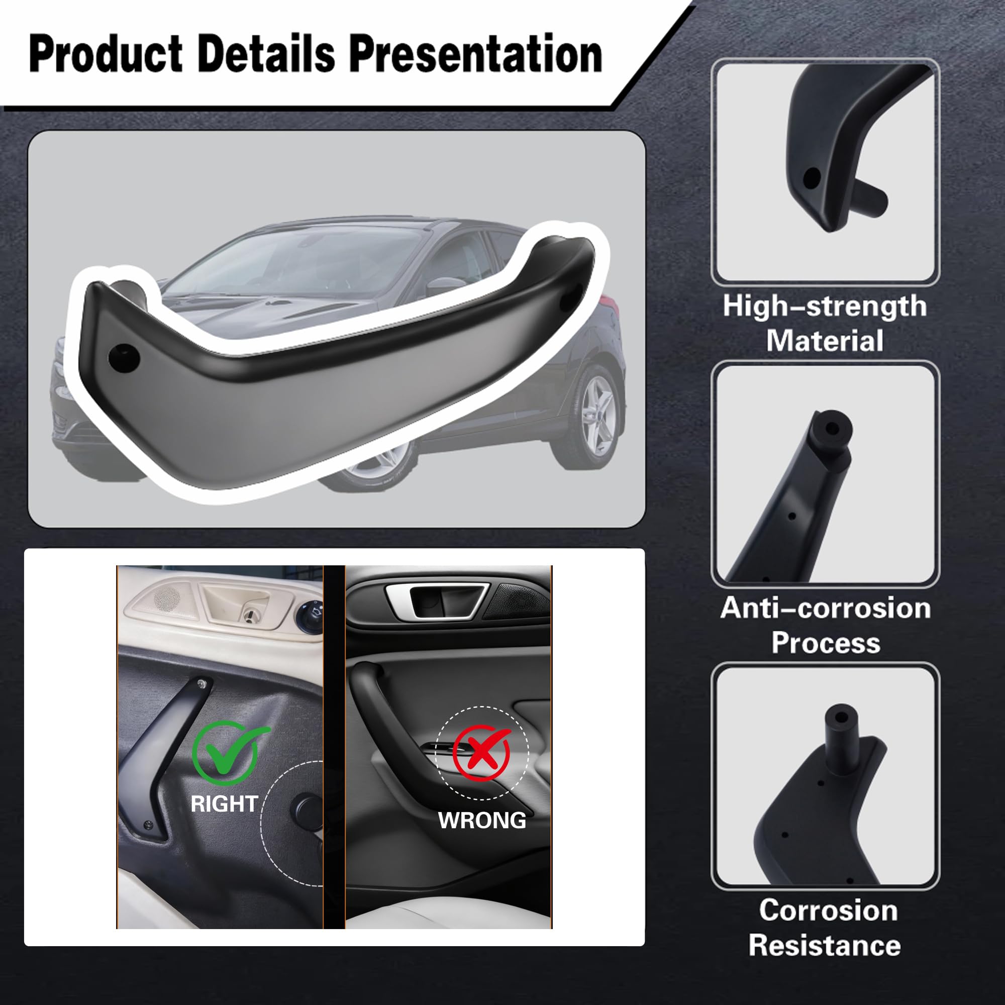 Melincars Interior Door Pull Handle for Ford Fiesta Manual Window