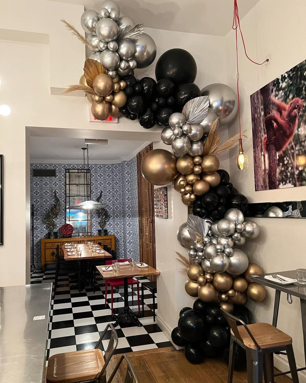 PTGOLUO Black Gold and Silver Balloon Arch Garland Kit 153pcs with Star, 22 18