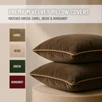 Blau Marité 2 Pack Velvet Decorative Throw Pillow Covers, 20"x20", Brown and
