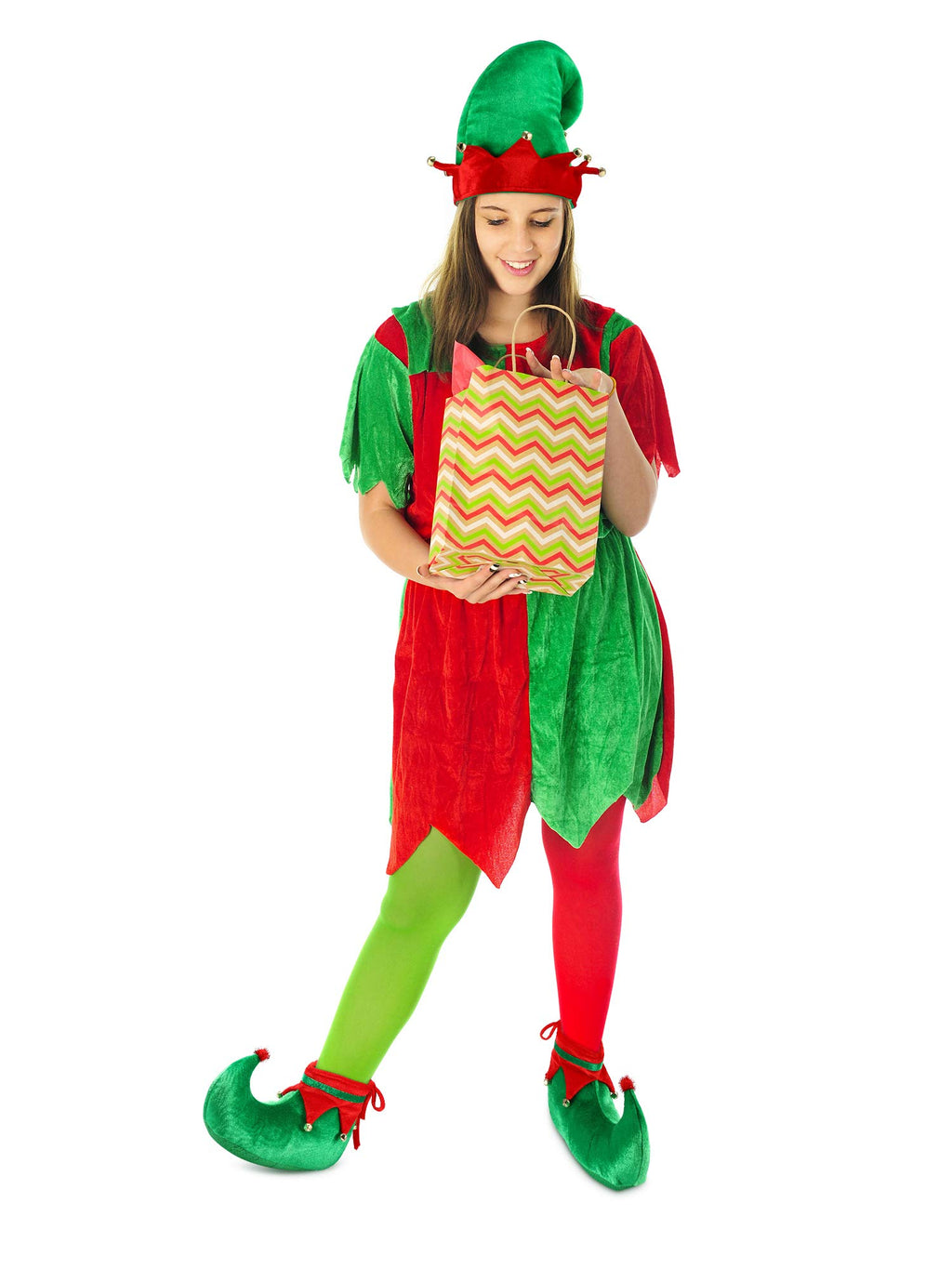 SATINIOR Christmas Santa Elf Shoes and Hat Christmas Red and Green Costume