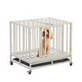 24 Inch Heavy Duty Dog Crate Cage Escape Proof Steel Kennel for High Anxiety Dogs with Sturdy Locks and Removable Tray, Small Dog Crate, White