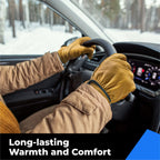2 Pairs Winter Leather Work Gloves, Warm Thinsulate Lining for Cold Weather