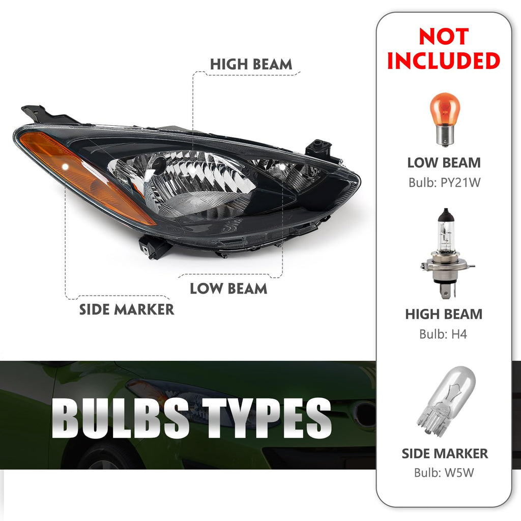 Huray Halogen Headlight Assembly for Mazda 2 2011 2012 2013 2014 RH Projector