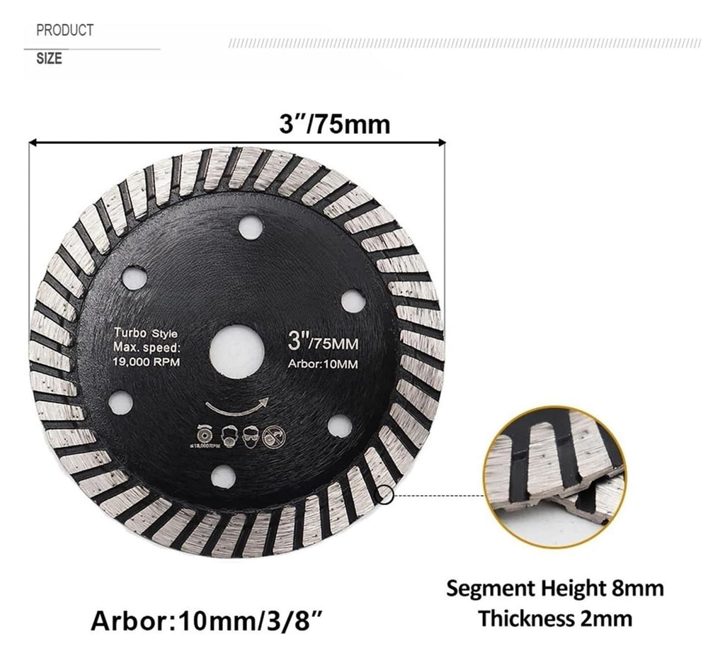 2 Pack 3"/Dia75mm Diamond Saw Blade Tile Steel Concrete Cutter Mini Grinder