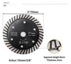 2 Pack 3"/Dia75mm Diamond Saw Blade Tile Steel Concrete Cutter Mini Grinder