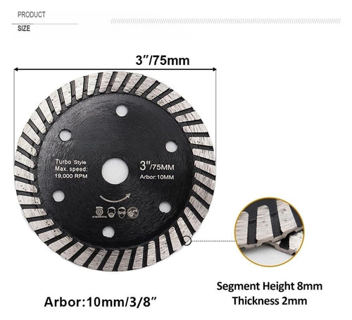 2 Pack 3"/Dia75mm Diamond Saw Blade Tile Steel Concrete Cutter Mini Grinder