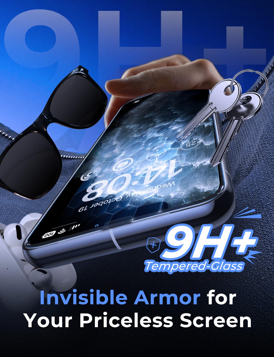 MAGIC JOHN 2 Pack Tempered Glass Screen Protector for iPhone 11 Pro/X/XS, Auto
