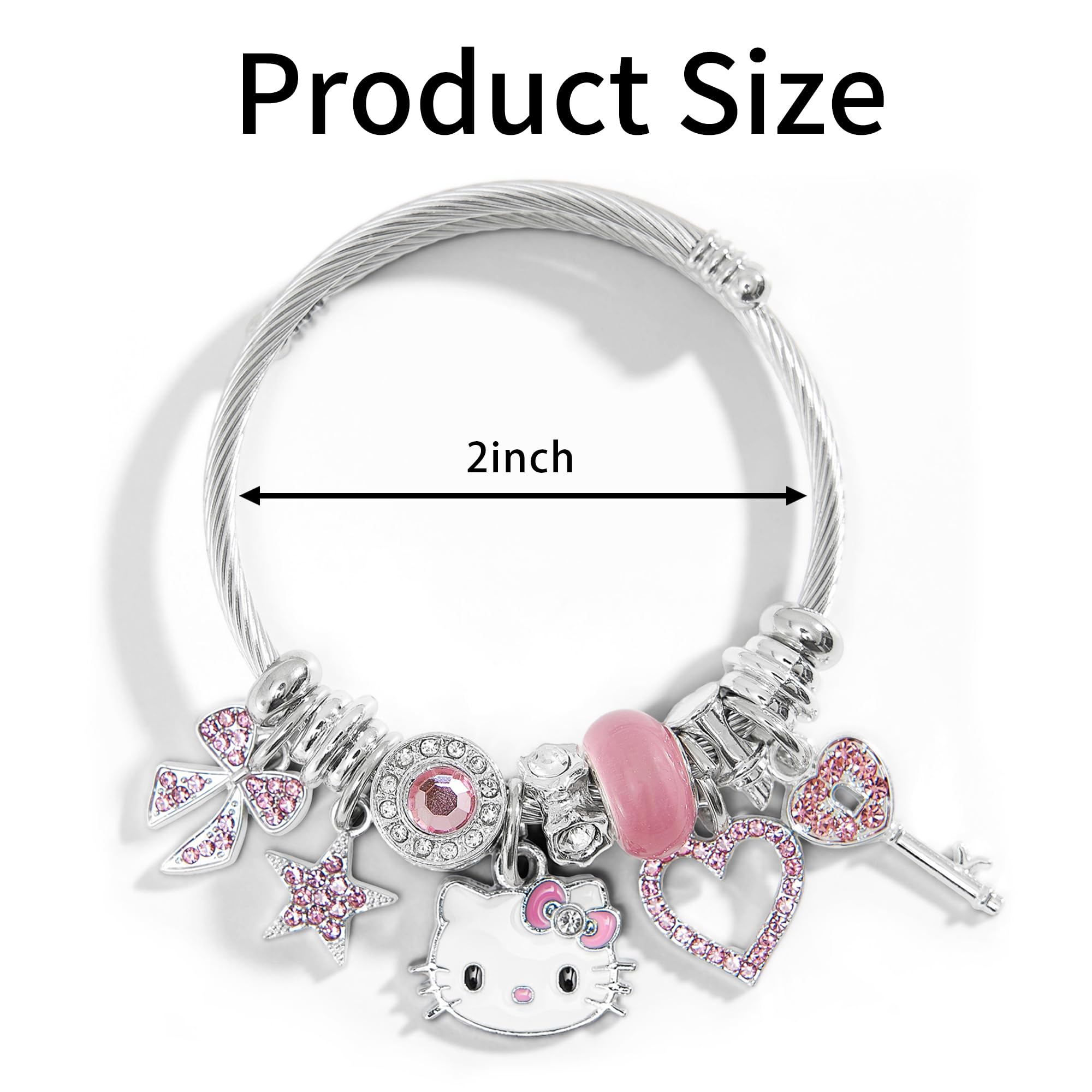HonFHena Cute Bracelets Adjustable Stainless Steel Bracelet Bangles