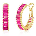 GLOQUAT Gold Pink Earrings Fuchsia Hoops for Women 14K Gold Plated Hot Pink