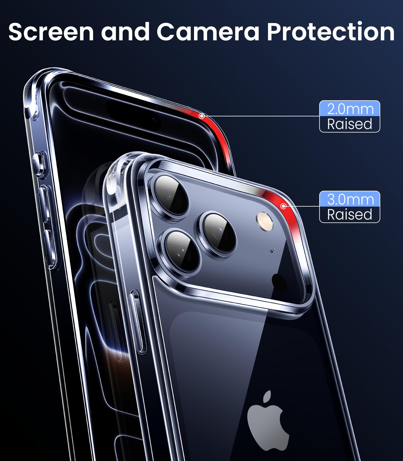 Mkeke Clear iPhone 17 Pro Case Shockproof Military Grade Drop Protection 6.3