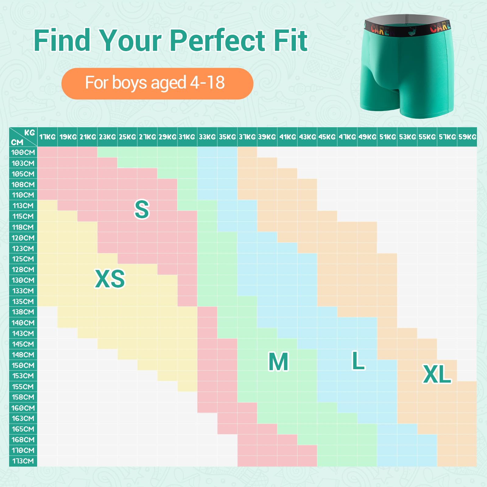 3 Pack X-Smal Carer Boys Incontinence Underwear Washable Kids Cotton