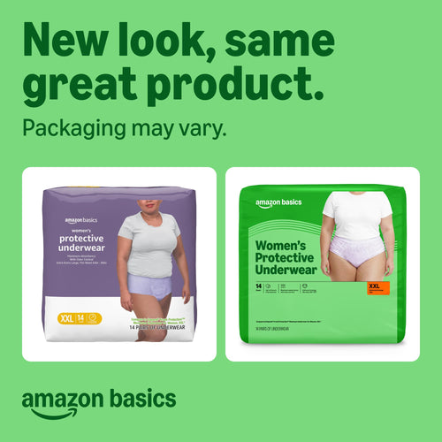 42 Count Amazon Basics Incontinence Underwear for Women, Protective, Disposable,