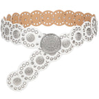 WHIPPY Western Belts for Women Vintage Disc Waist Belts Concho Leather Belts