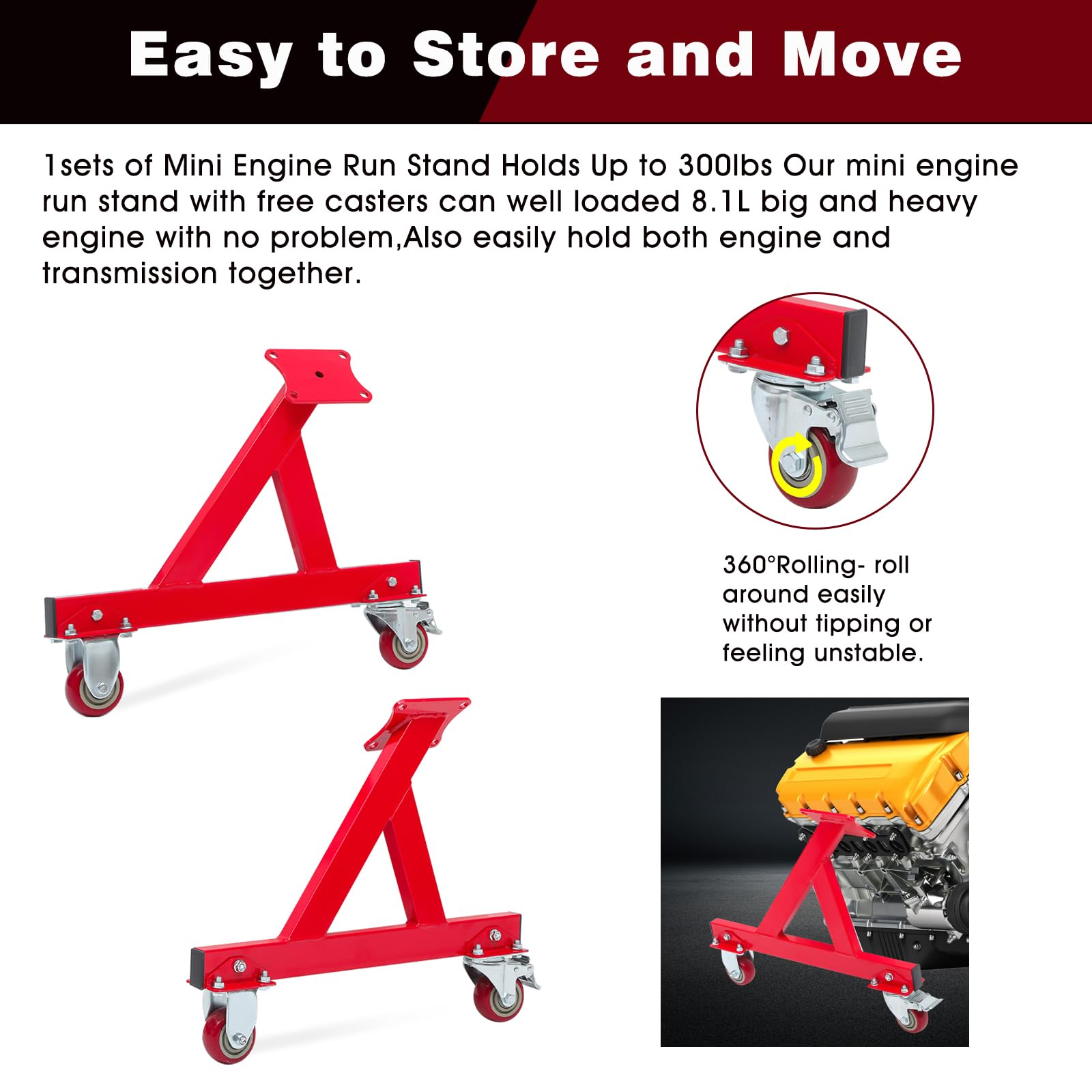 Colinktool Rolling Engine Storage Stand Fits GM Chevy V8 LSx
