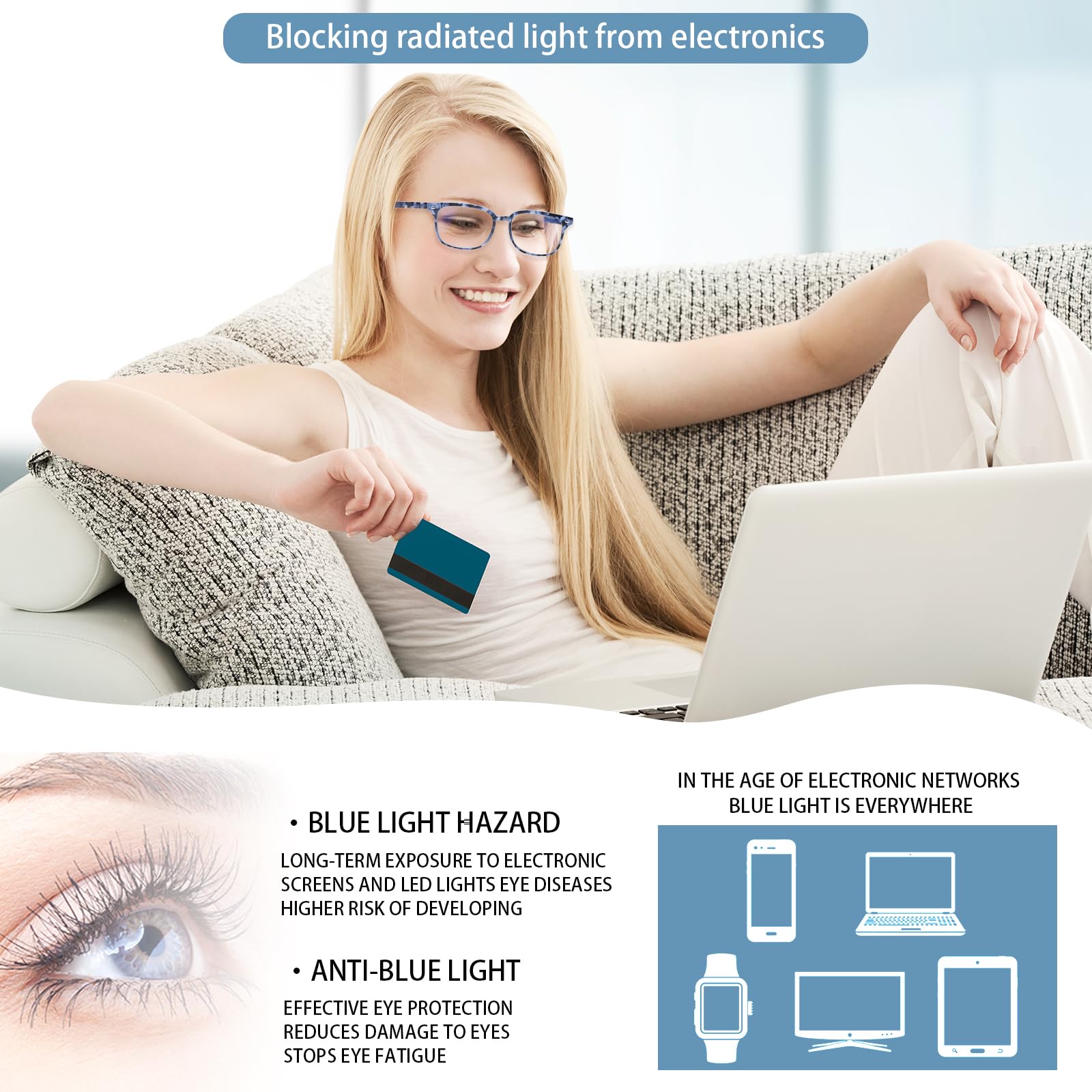 STASTEND Progressive Multifocal Anti Blue Light Reading Glasses for Women and