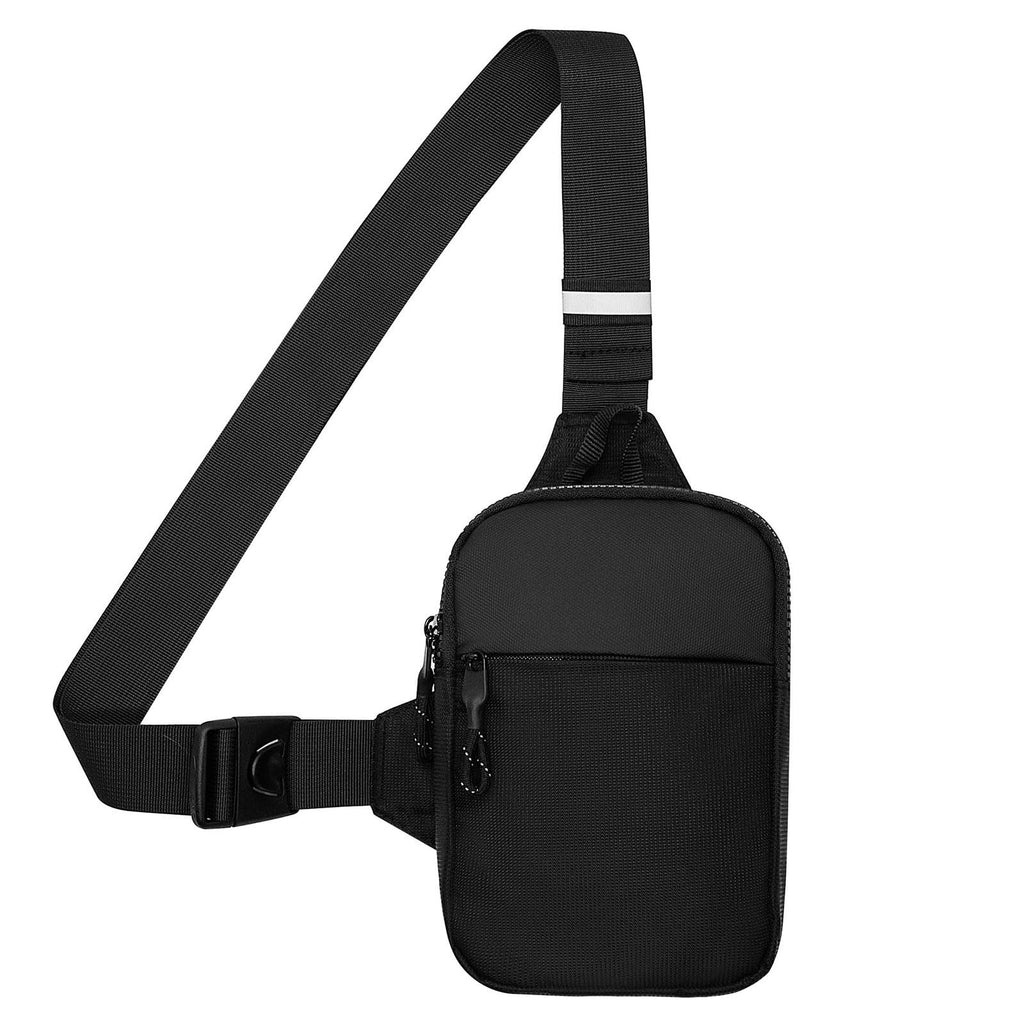 YAMEIZE Mini Crossbody Sling Bag - Trendy Small Chest Bag with Adjustable Strap for Men Women Multipurpose Daypack (Black-(Small))