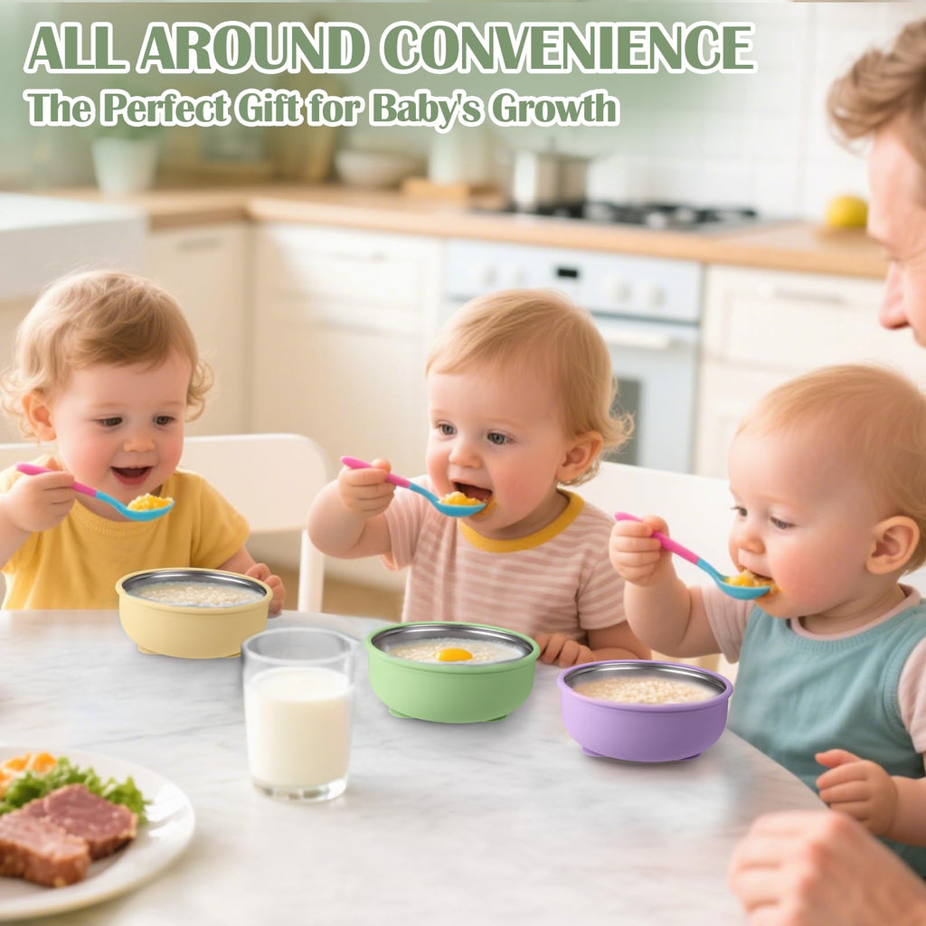 Mity rain 4-Pack Baby Bowls with Suction,Stainless Steel Toddler Bowl with