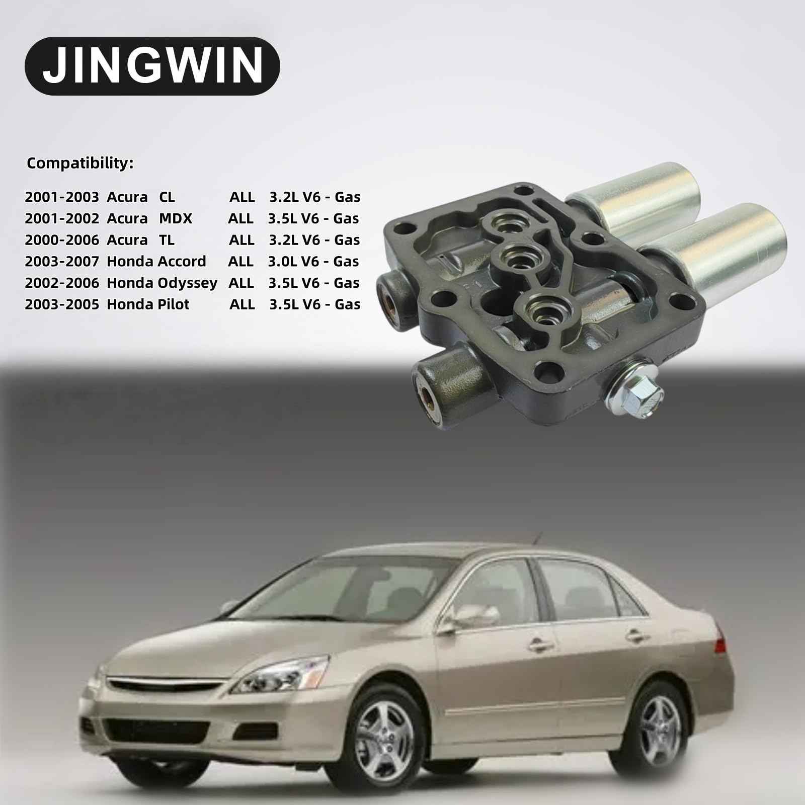 Jingwin 28250-P6H-024 Transmission Dual Linear Shift Solenoid with Gasket Compatible with Hond a Acura Accord Odyssey Pilot Prelude 1998-2007