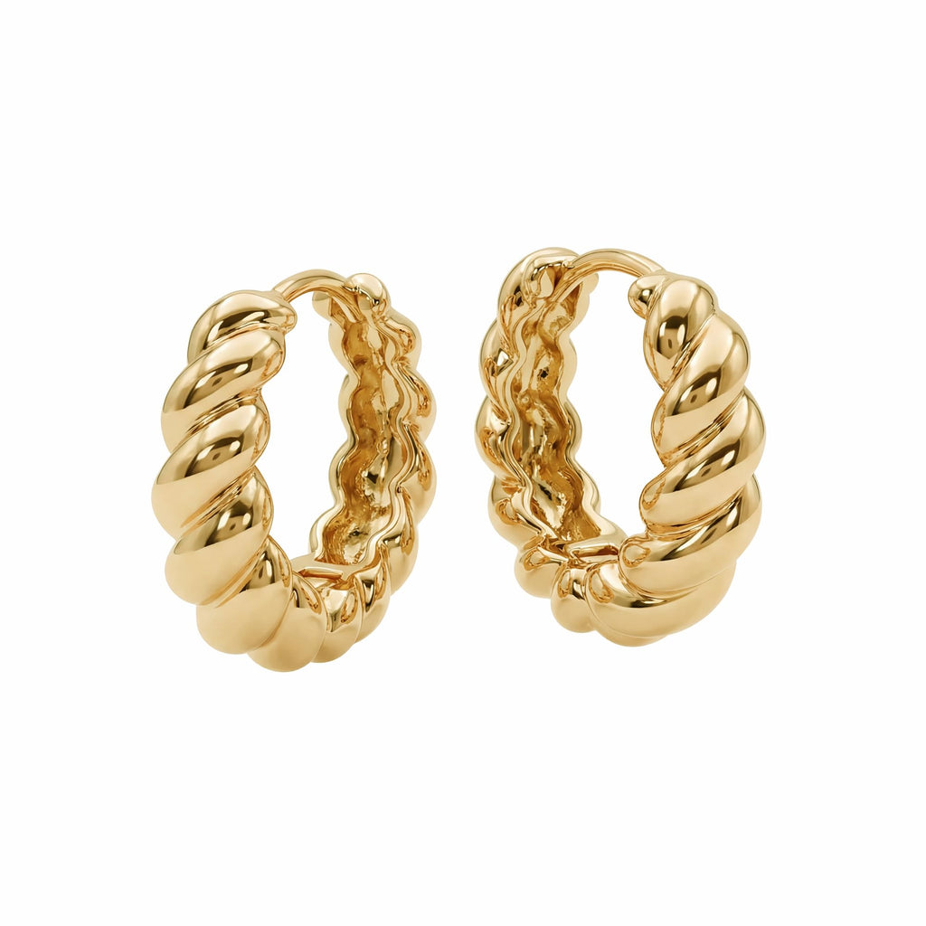 MEVECCO Gold Huggie Hoop Earring for Women 18K Gold Plated Dainty Cute Twist