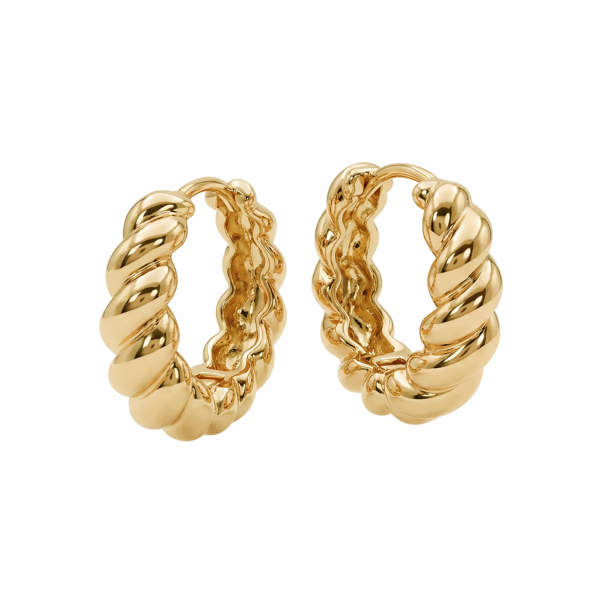 MEVECCO Gold Huggie Hoop Earring for Women 18K Gold Plated Dainty Cute Twist