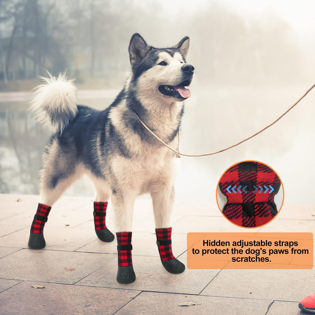 BEAUTYZOO Waterproof Dog Socks to Prevent Licking Paws, Christmas Dog Socks for