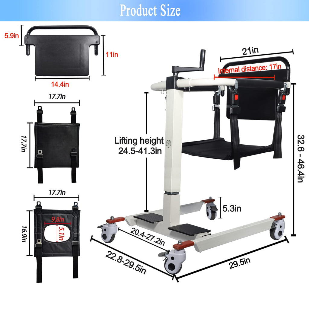 Patient Lift Transfer Chair Wheelchair Lift Elderly Home Car Bathroom Aid