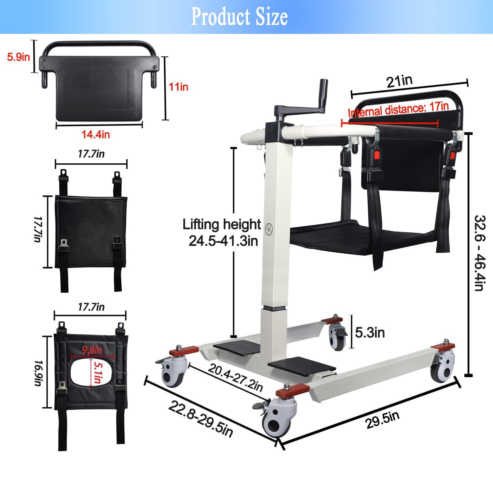 Patient Lift Transfer Chair Wheelchair Lift Elderly Home Car Bathroom Aid