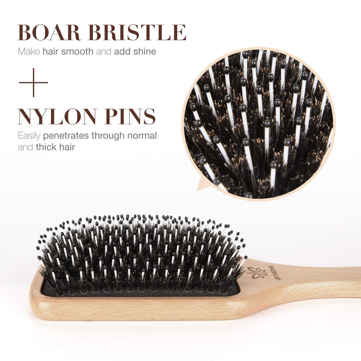 Hair Brush Boar Bristle Hairbrush for Thick Curly Thin Long Short Wet or Dry